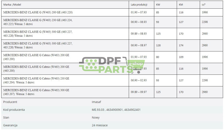 Tłumik/ tłumiki/ MERCEDES-BENZ CLASSE G (W460) 230 G (460,2)