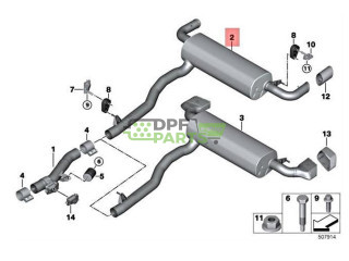 Koncový tlumič výfuku BMW 5 G30 - 530D - 18308479924 18308588100 18308588112 10432421