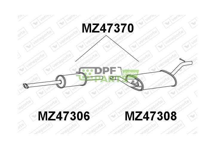 Tlumič MAZDA 3 1.4/1.6i H/B 10/03-06/09 - Z60140300C Z60140300D Z60140300D Z60140300E Z60140300 Z60440300A Z60440300B Z61540300