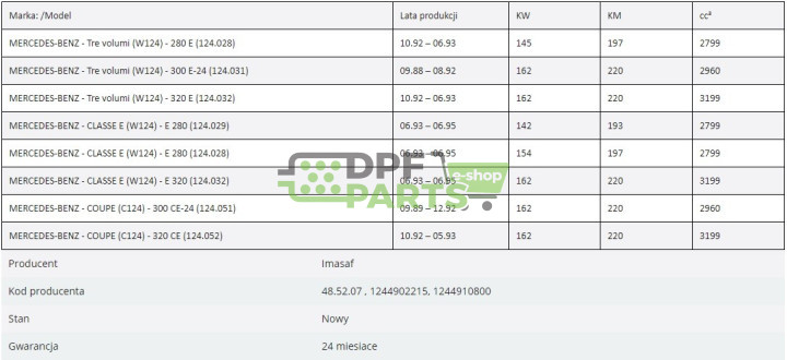 Tłumik / Tłumiki / Imasaf  Mercedes E280-E300 24V/E320 E/CE KAT.'89- 1244902215, 1244910800