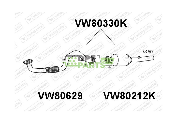 Katalizator SEAT / VOLKSWAGEN - 1J0254300P+1J0254400HX 1J0254300T+1J0254400CX 