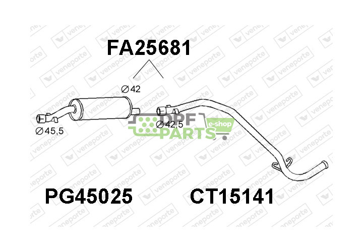 Tlumič ALFA ROMEO / CITROËN / FIAT / PEUGEOT - 1717H3 172566 172588