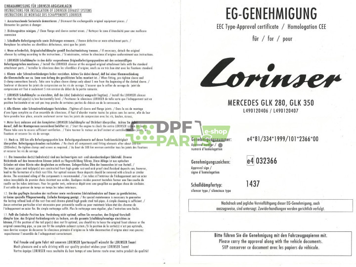 Tłumik / Tłumiki Lorinser Mercedes Benz GLK 280, GLK 350