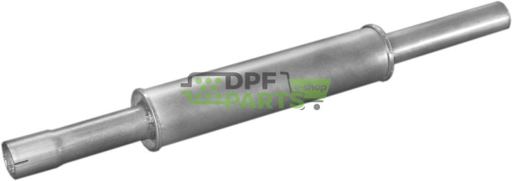 Střední tlumič výfuku VW Golf II 1.6TD/1.8/1.8i kat.83-92/Jetta 84-92/Passat 88-99, Polmo 30.35 A, OE 191253209B 191253209D 3572
