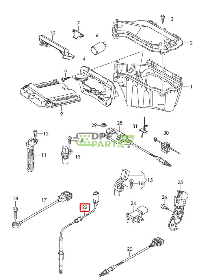 Czujnik temperatury spalin oryginał Audi